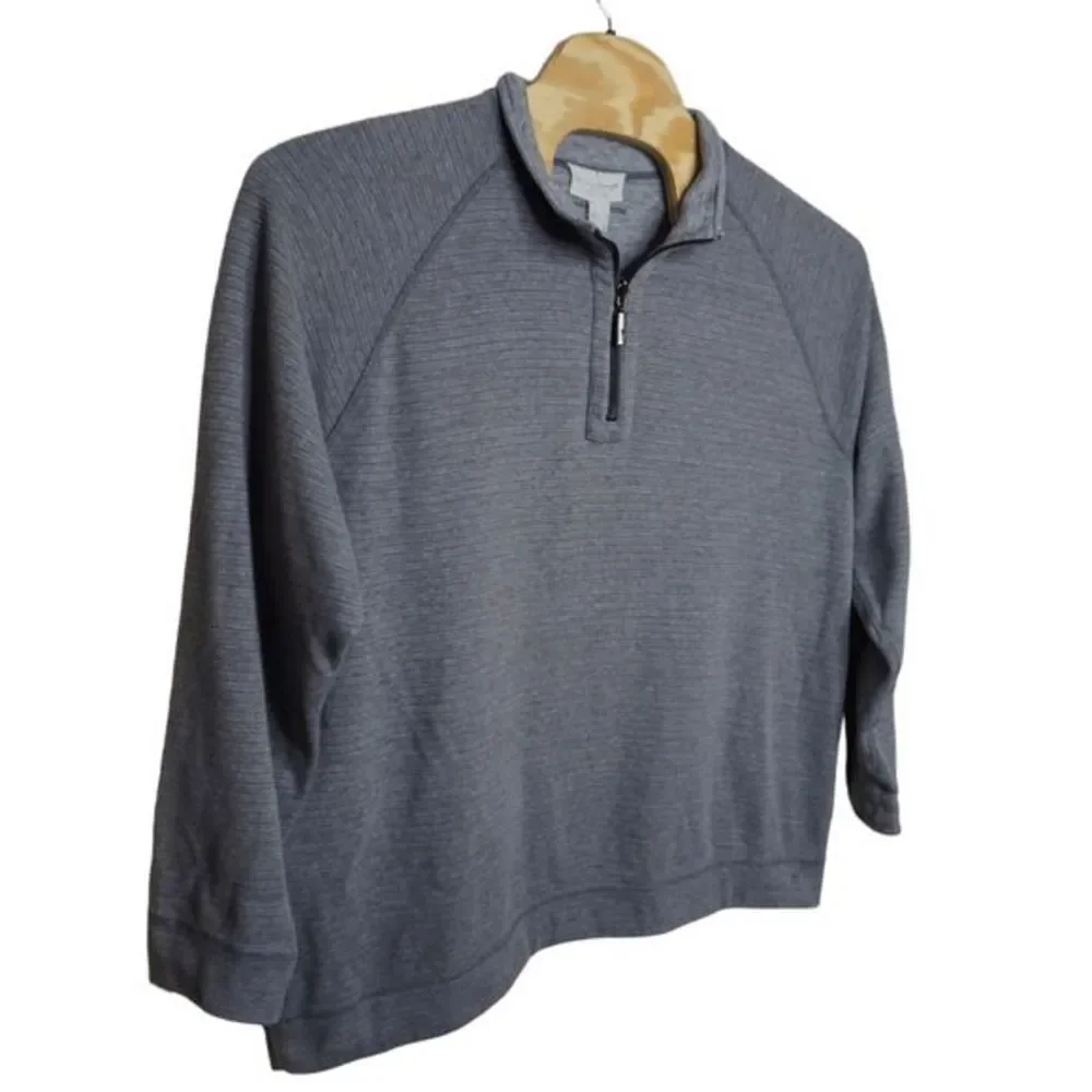 Tommy Bahama Men's Reversible‎ Sz 2X Gray Cotton Long Sleeve 1/4 Zip Pullover